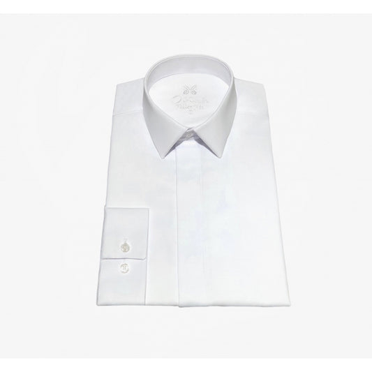 Weißes Hemd mit französischem Kragen und verdeckter Knopfleiste 550