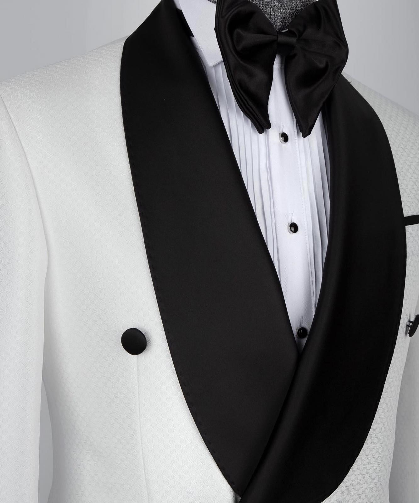 Costume cérémonial coupe droit Blanc noir